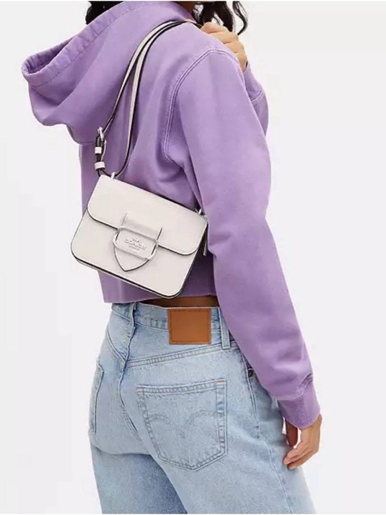 Coach Morgan Square Refine Calf Leather Crossbody CL416 Chalk Silver - Picture 2 of 16